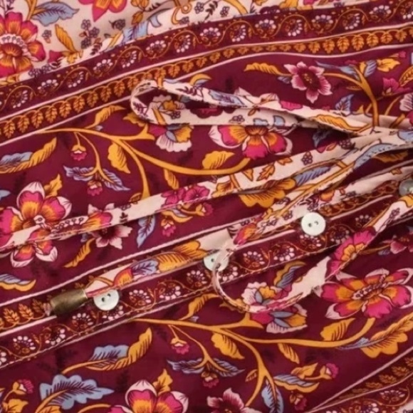 SOLD OUT Pink Bohemian Button Front Floral Dress - Picture 7 of 10